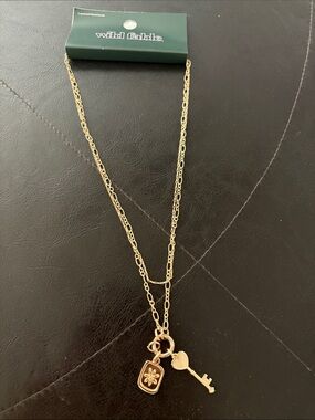 wild fable gold double-layer key and charm pendant necklace